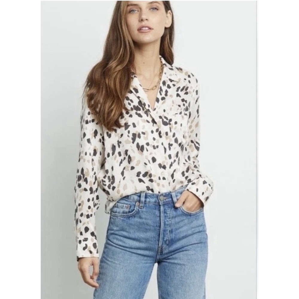 Rails Rebel Shirt Abstract Animal Print Jacquard Print 100% Silk Medium